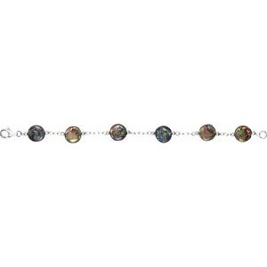 Sterling Silver 12-13 mm Cultured Black Freshwater Pearl Coin 7 1/2" Bracelet