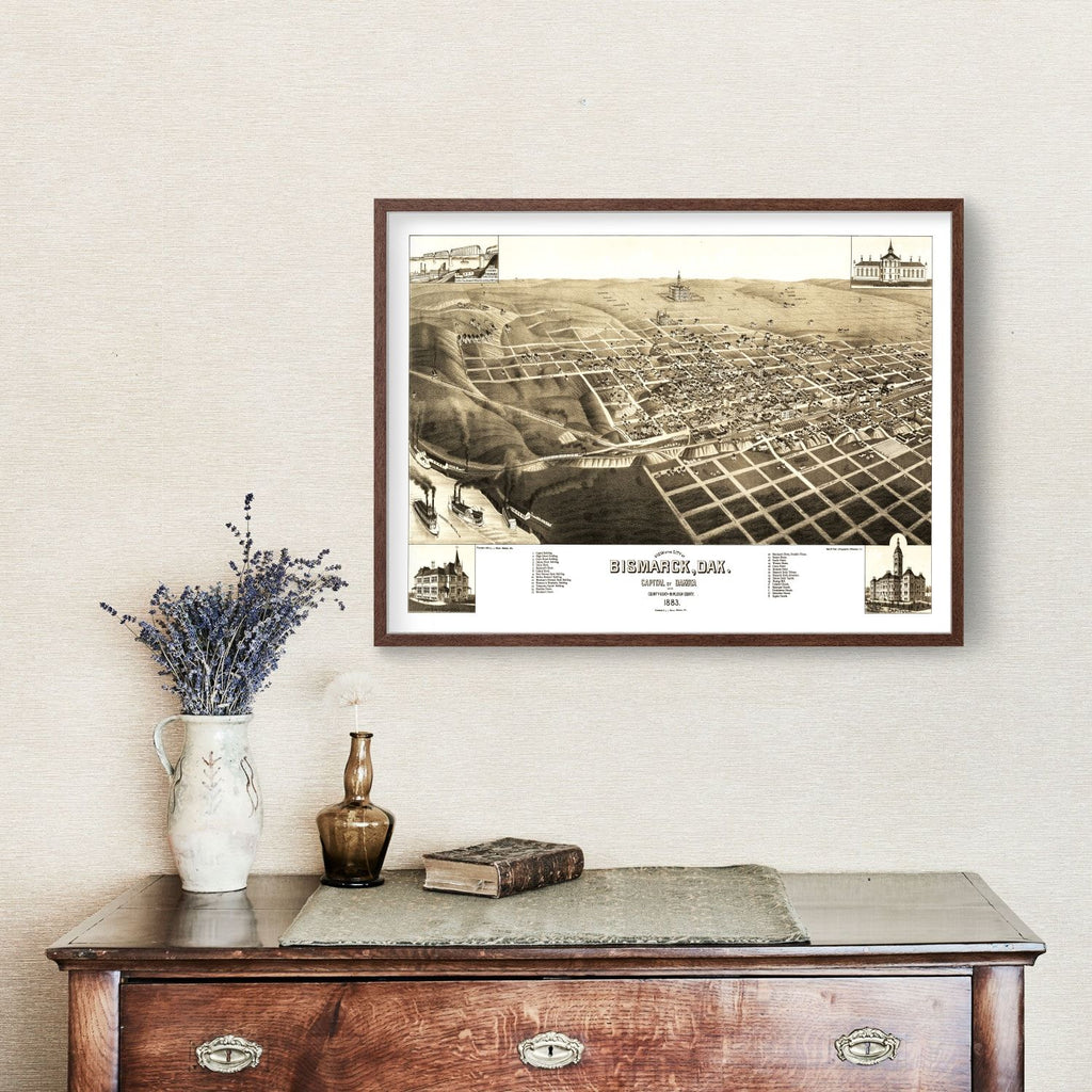 Vintage Map of Bismarck, North Dakota 1883