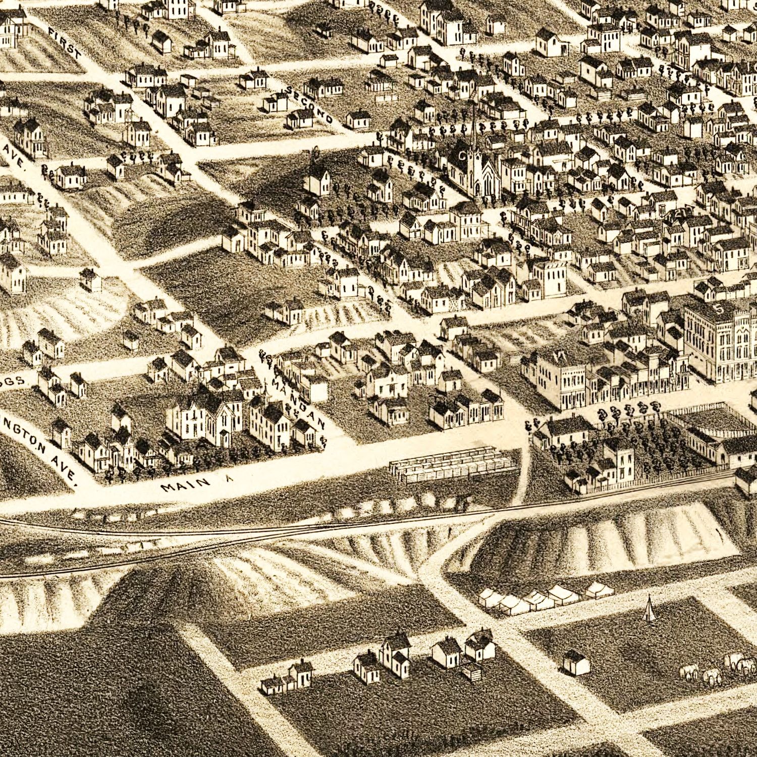 Vintage Map of Bismarck, North Dakota 1883