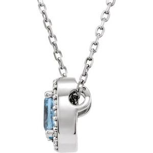 14K White Gold Natural Sky Blue Topaz & .04 CTW Natural Diamond 16" Necklace