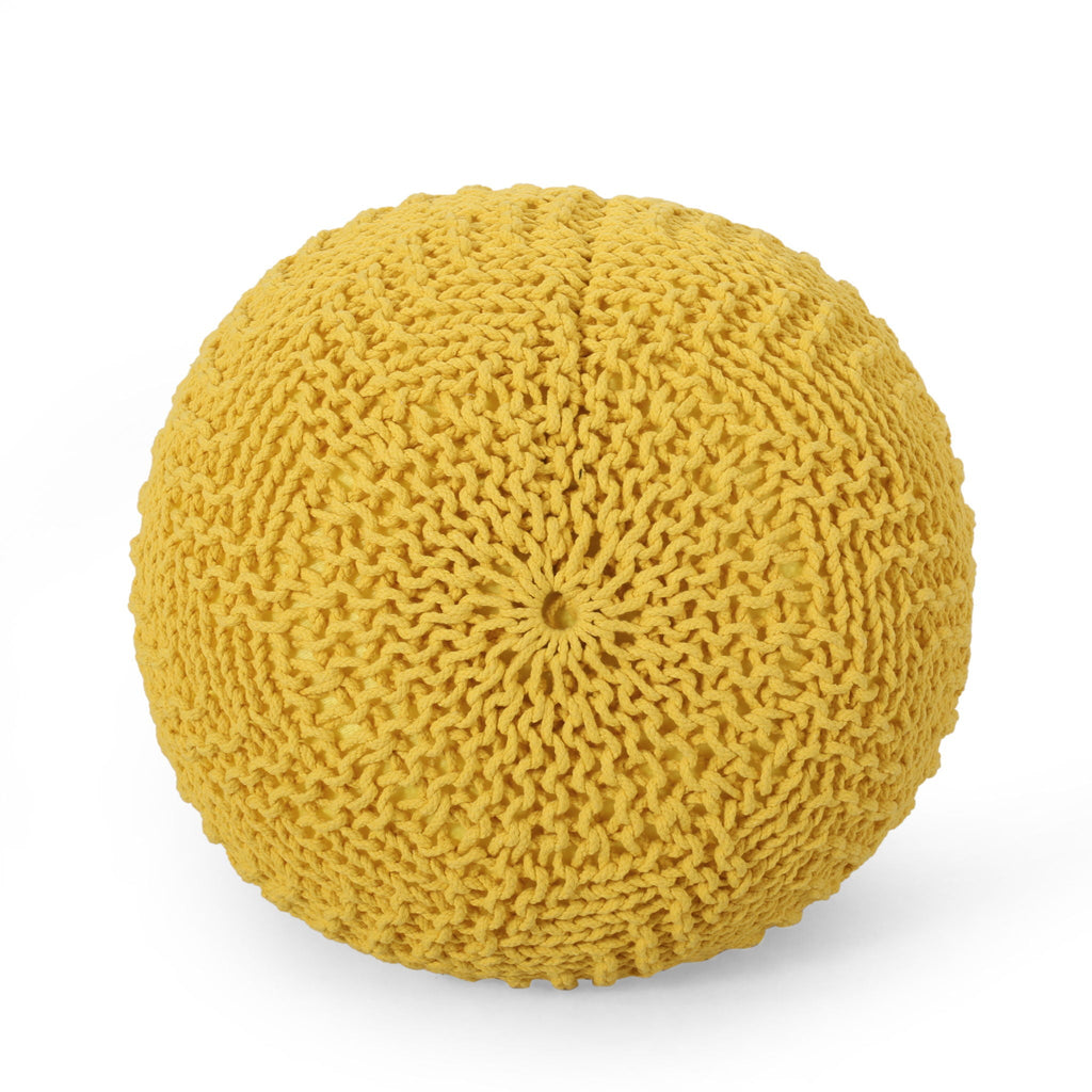 Bordeaux - Knitted Round Pouf Ottoman