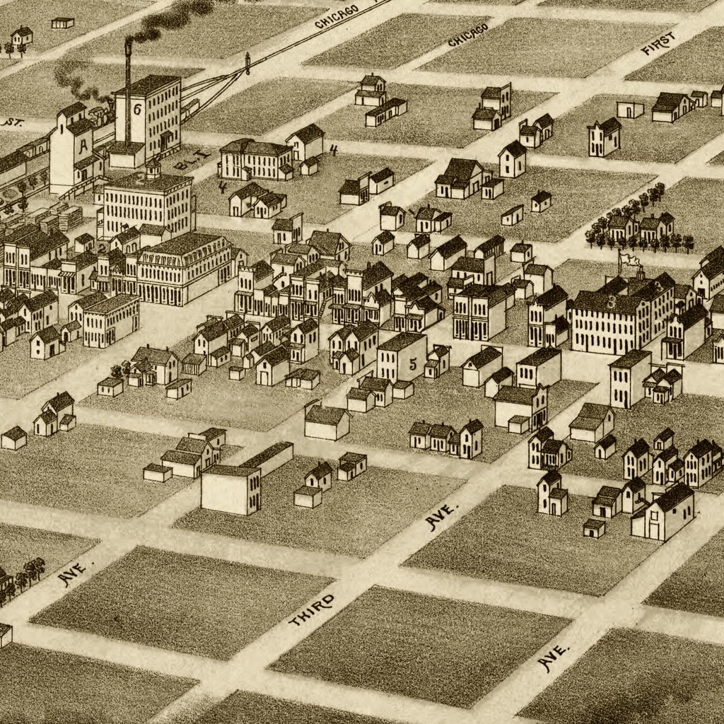 Vintage Map of Aberdeen, South Dakota 1883