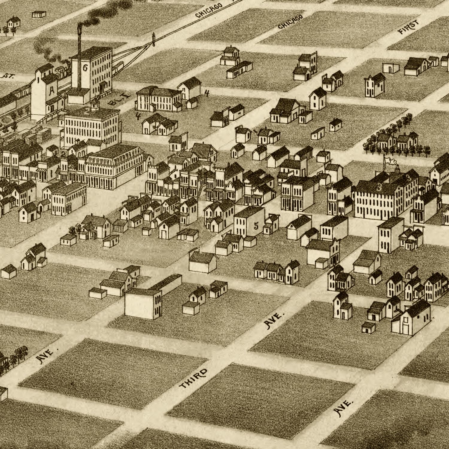 Vintage Map of Aberdeen, South Dakota 1883
