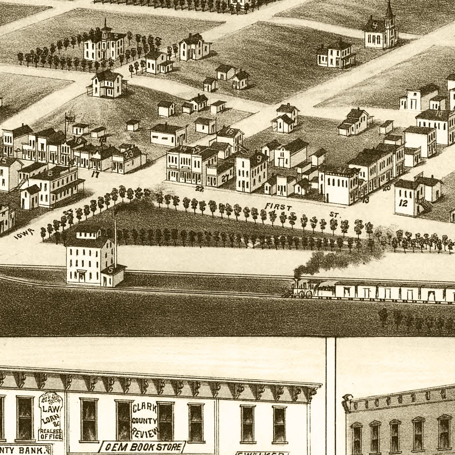 Vintage Map of Clark, South Dakota 1883