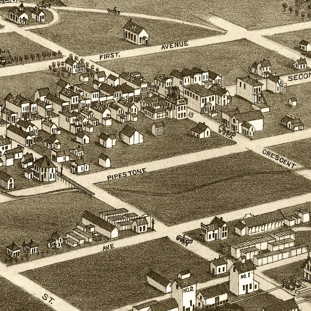 Vintage Map of Flandreau, South Dakota 1883