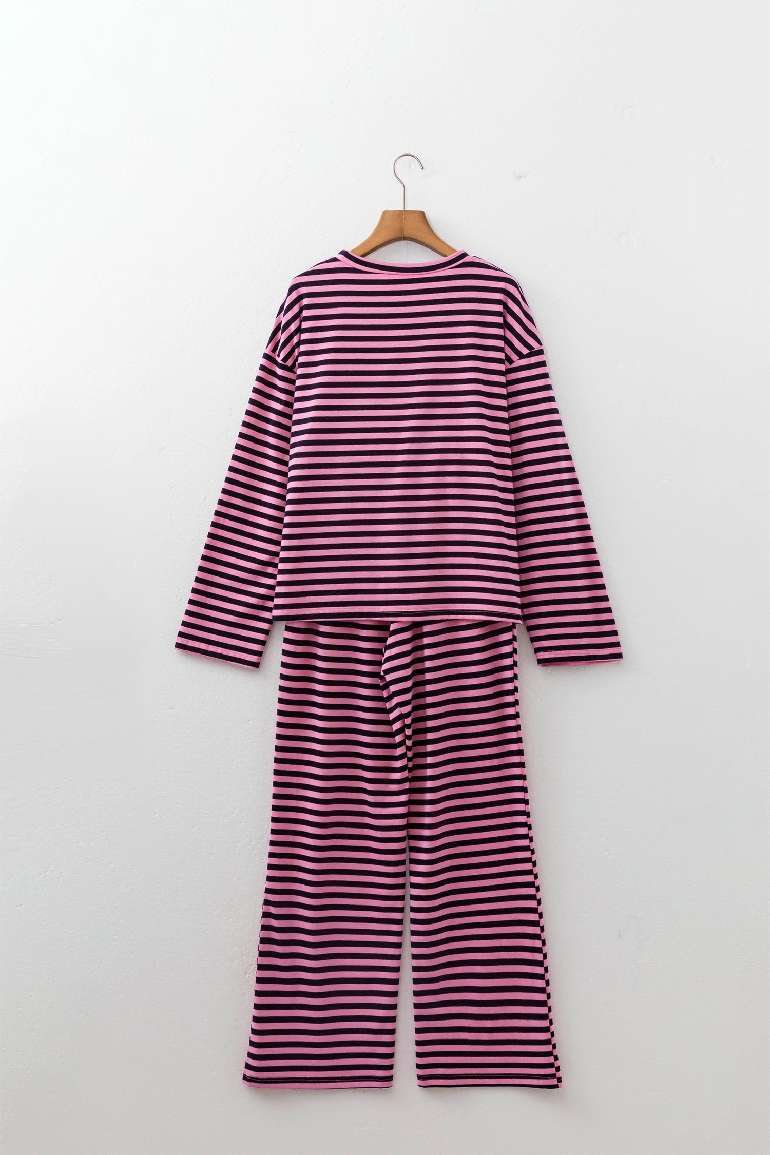 Stripe Long Sleeve Top and Drawstring Pants Set