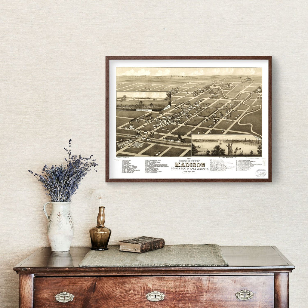 Vintage Map of Madison, South Dakota 1883