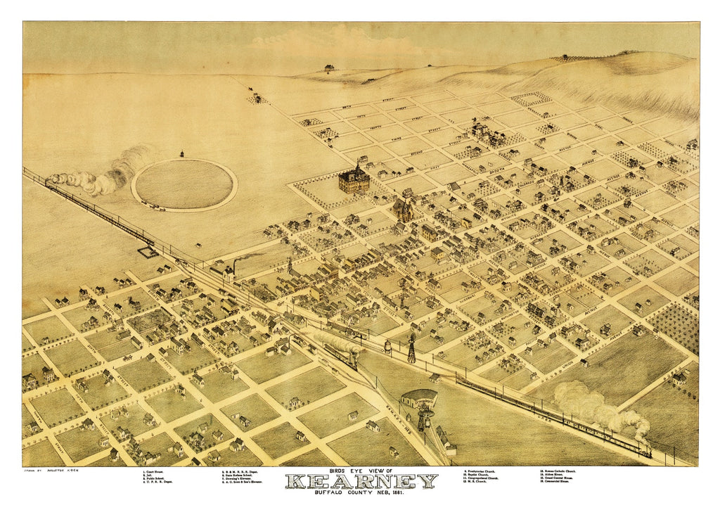 Vintage Map of Kearney, Nebraska 1881