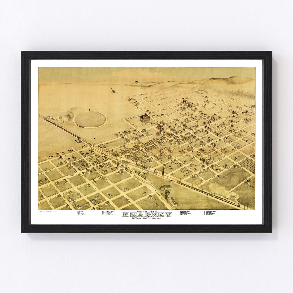 Vintage Map of Kearney, Nebraska 1881