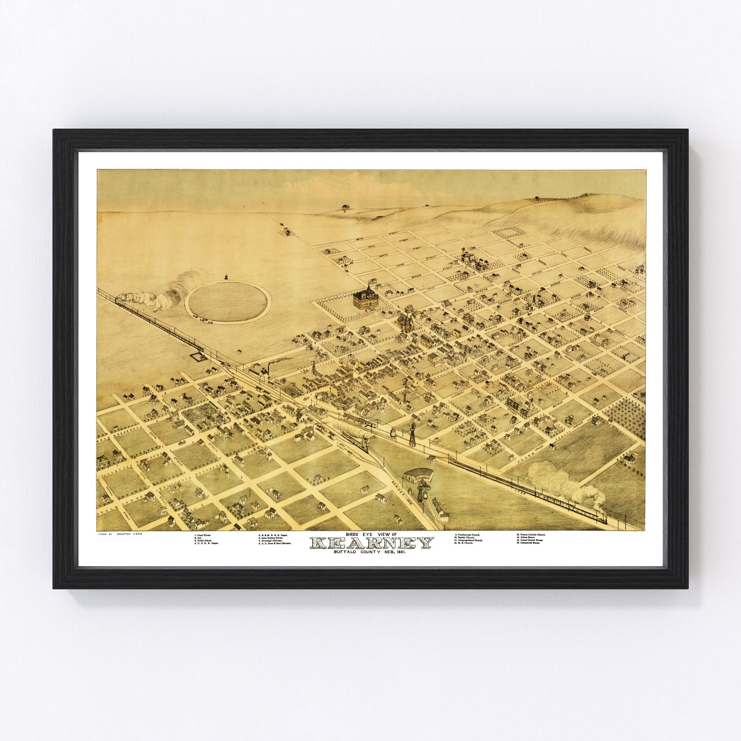 Vintage Map of Kearney, Nebraska 1881