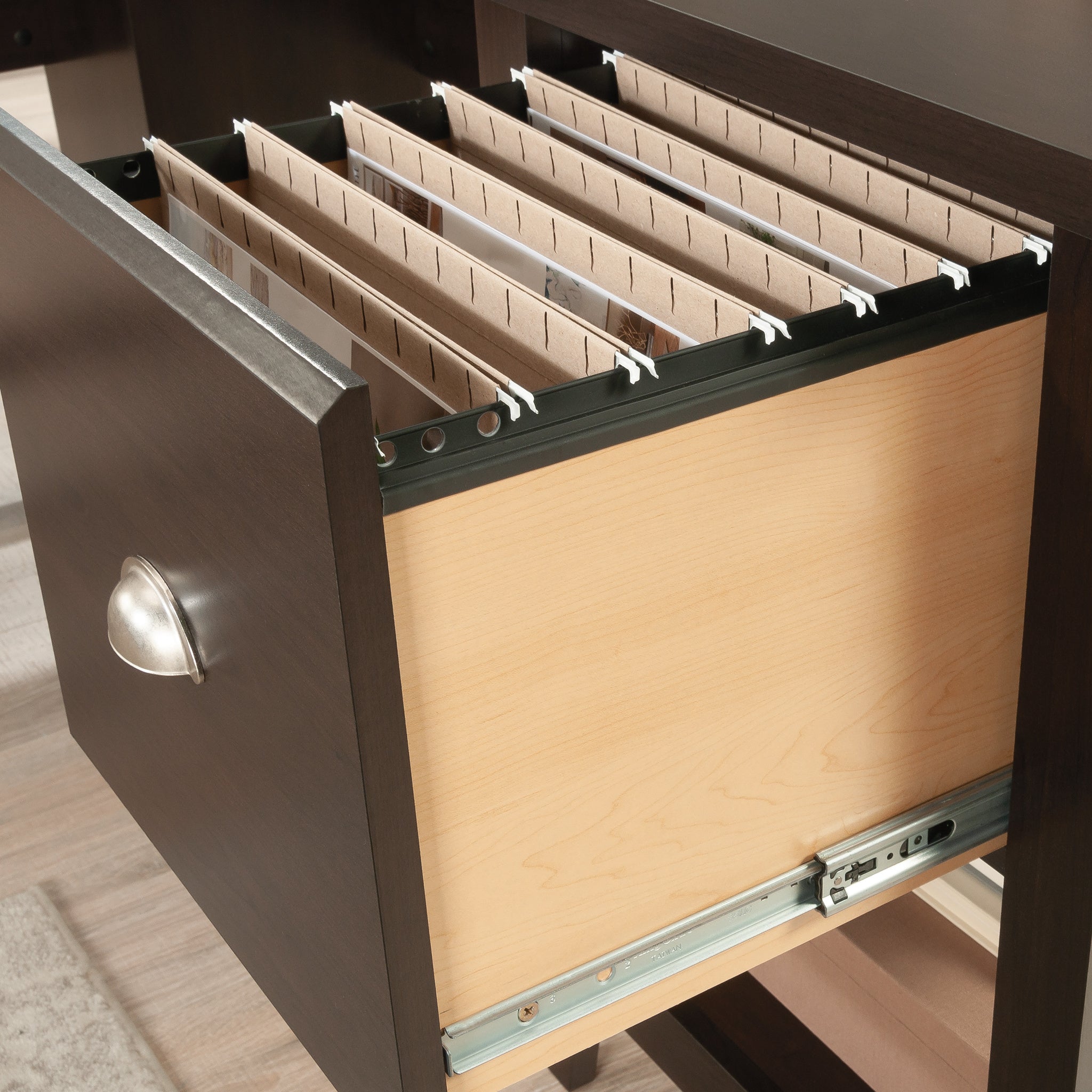 L-Shaped Desk, Brown finish
