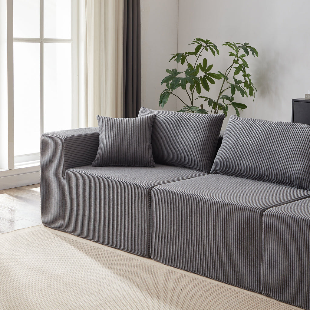 104-Inch Corduroy Modular L Shaped Sectional Sofa,Luxury Floor Couch Set,Upholstered Indoor Furniture,Foam-Filled Compressed Sofa for Living Room,Bedroom,4 PC Free Combination