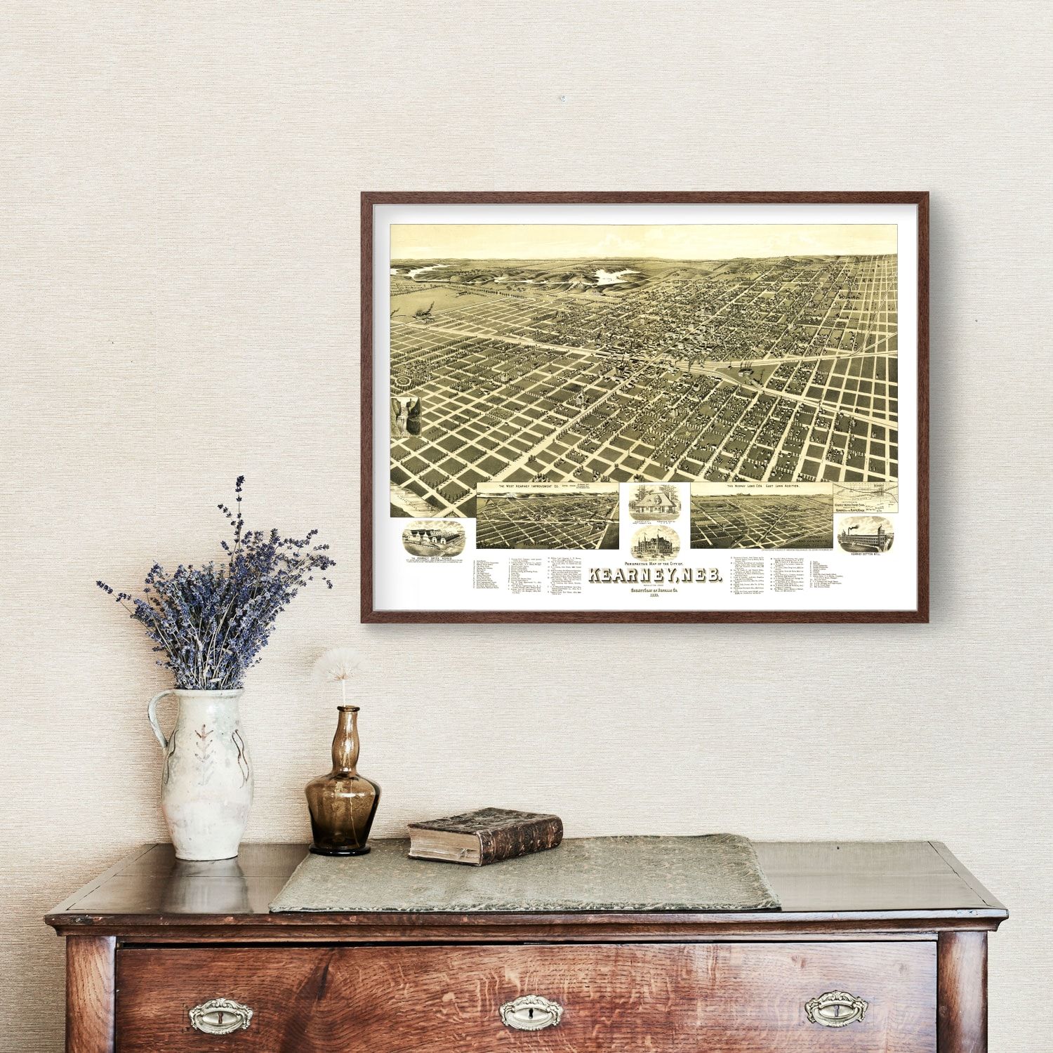 Vintage Map of Kearney, Nebraska 1889