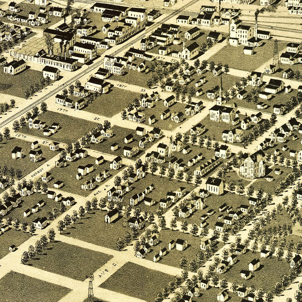 Vintage Map of Kearney, Nebraska 1889