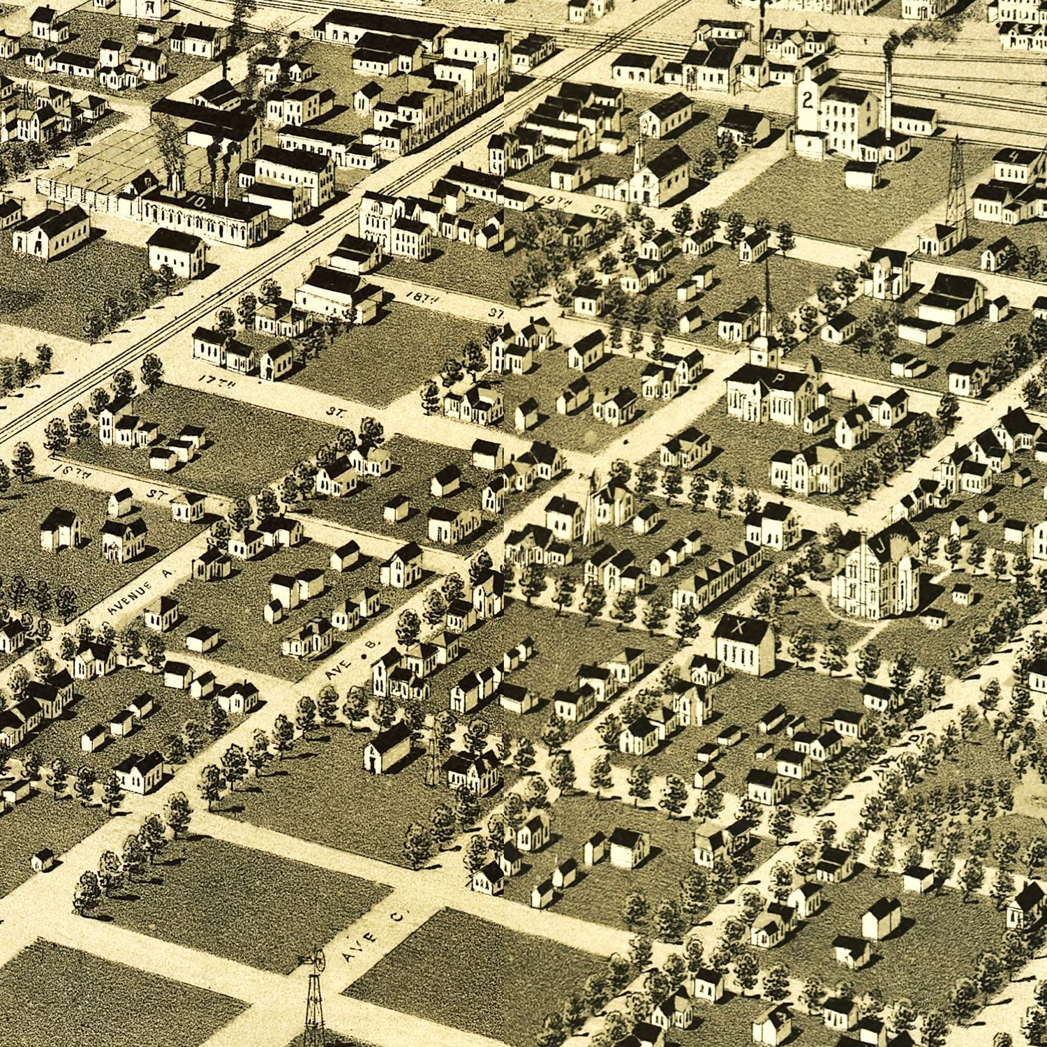 Vintage Map of Kearney, Nebraska 1889