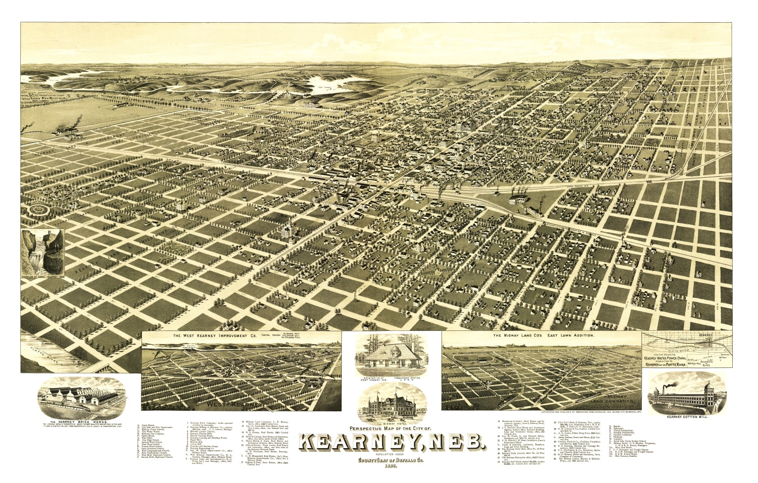 Vintage Map of Kearney, Nebraska 1889
