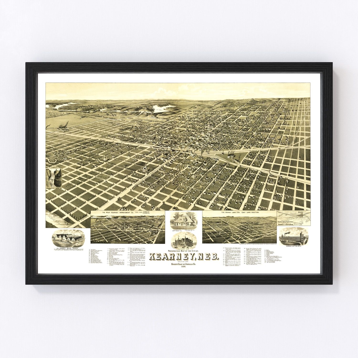 Vintage Map of Kearney, Nebraska 1889