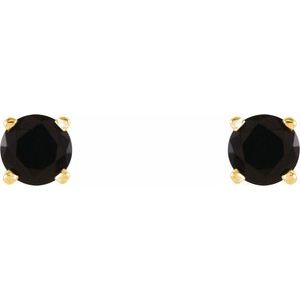 14K Yellow Gold 4 mm Natural Black Onyx Earrings – image 2