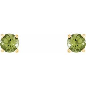 14K Yellow Gold 4 mm Natural Peridot Earrings – image 2