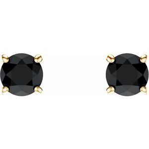14K Yellow Gold 5 mm Natural Black Onyx Earrings – image 2