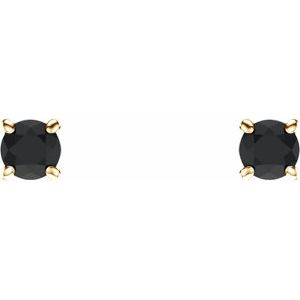 14K Yellow Gold 2.5 mm Natural Black Onyx Earrings – image 2