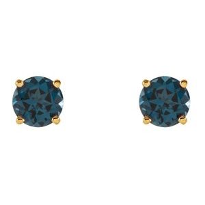 14K Yellow Gold 5 mm Natural London Blue Topaz Earrings – image 2