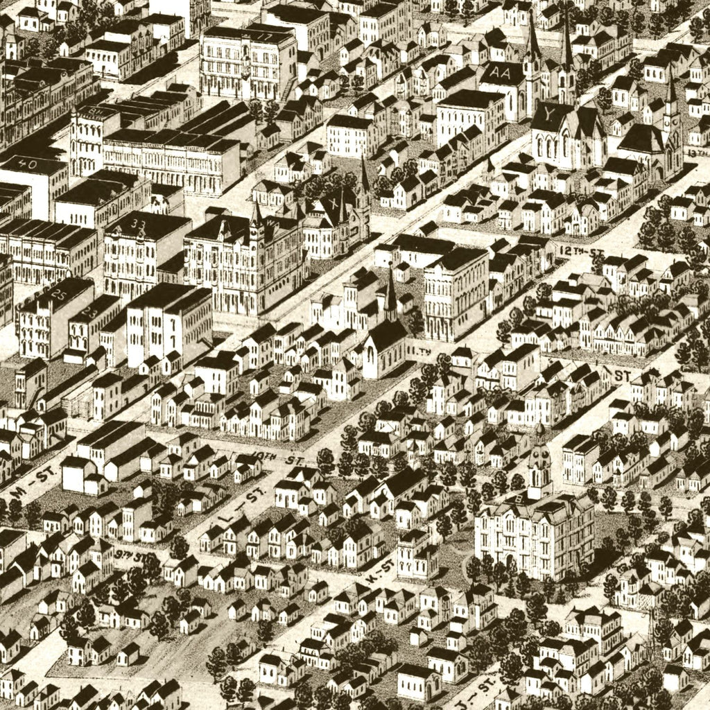 Vintage Map of Lincoln, Nebraska 1889