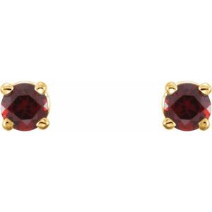 14K Yellow Gold 2.5 mm Natural Mozambique Garnet Earrings – image 2