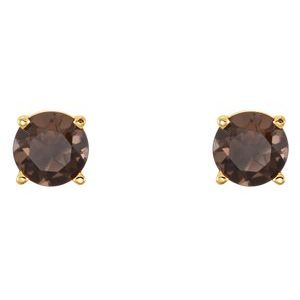 14K Yellow Gold 5 mm Natural Smoky Quartz Earrings – image 2