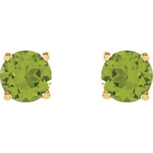 14K Yellow Gold 5 mm Natural Peridot Earrings – image 2