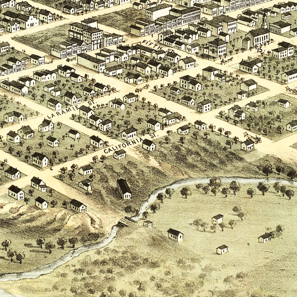 Vintage Map of Nebraska City, Nebraska 1868