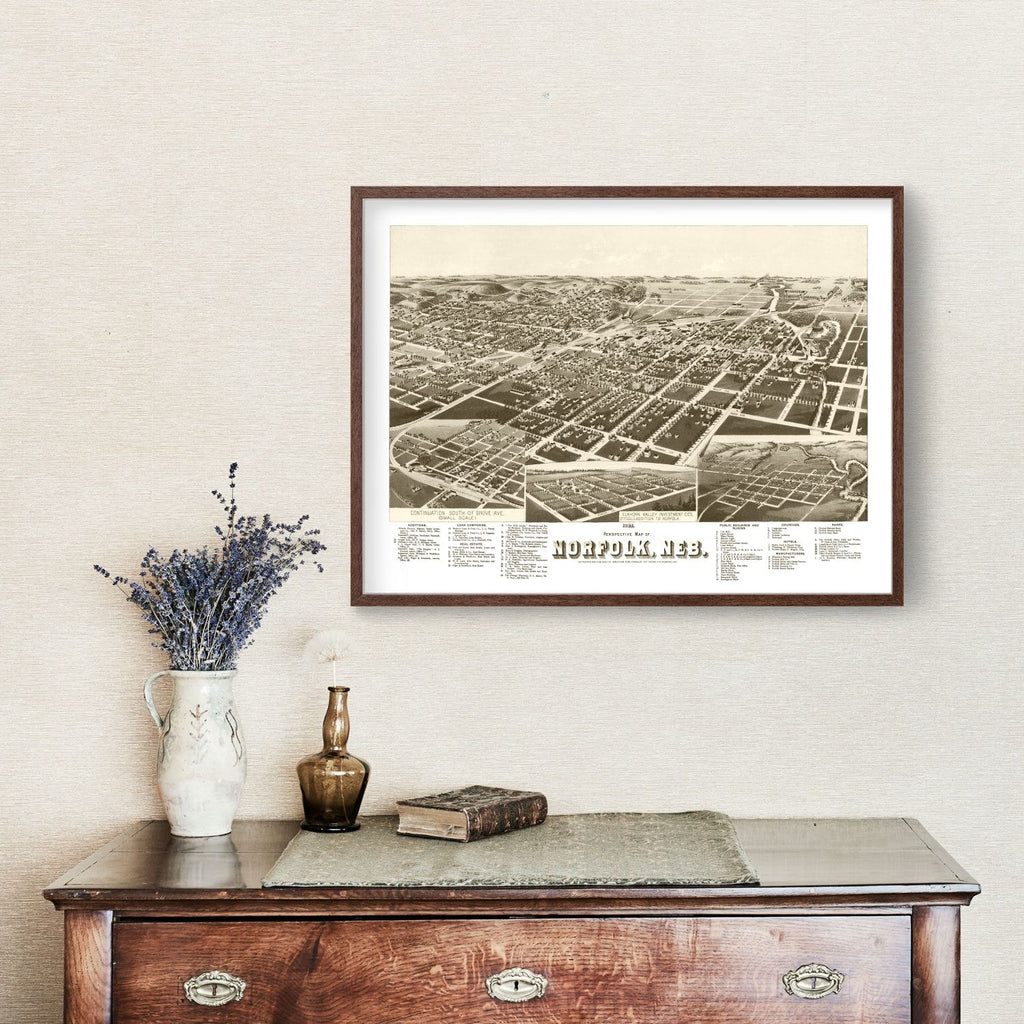 Vintage Map of Norfolk, Nebraska 1889