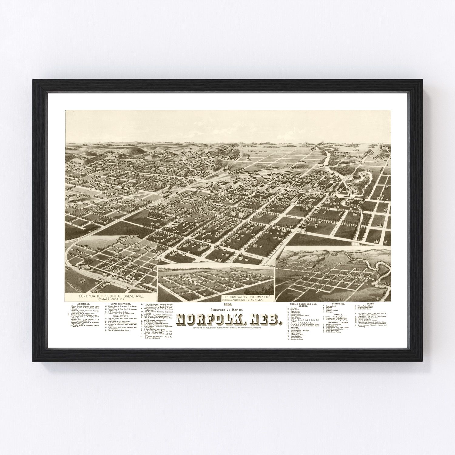 Vintage Map of Norfolk, Nebraska 1889