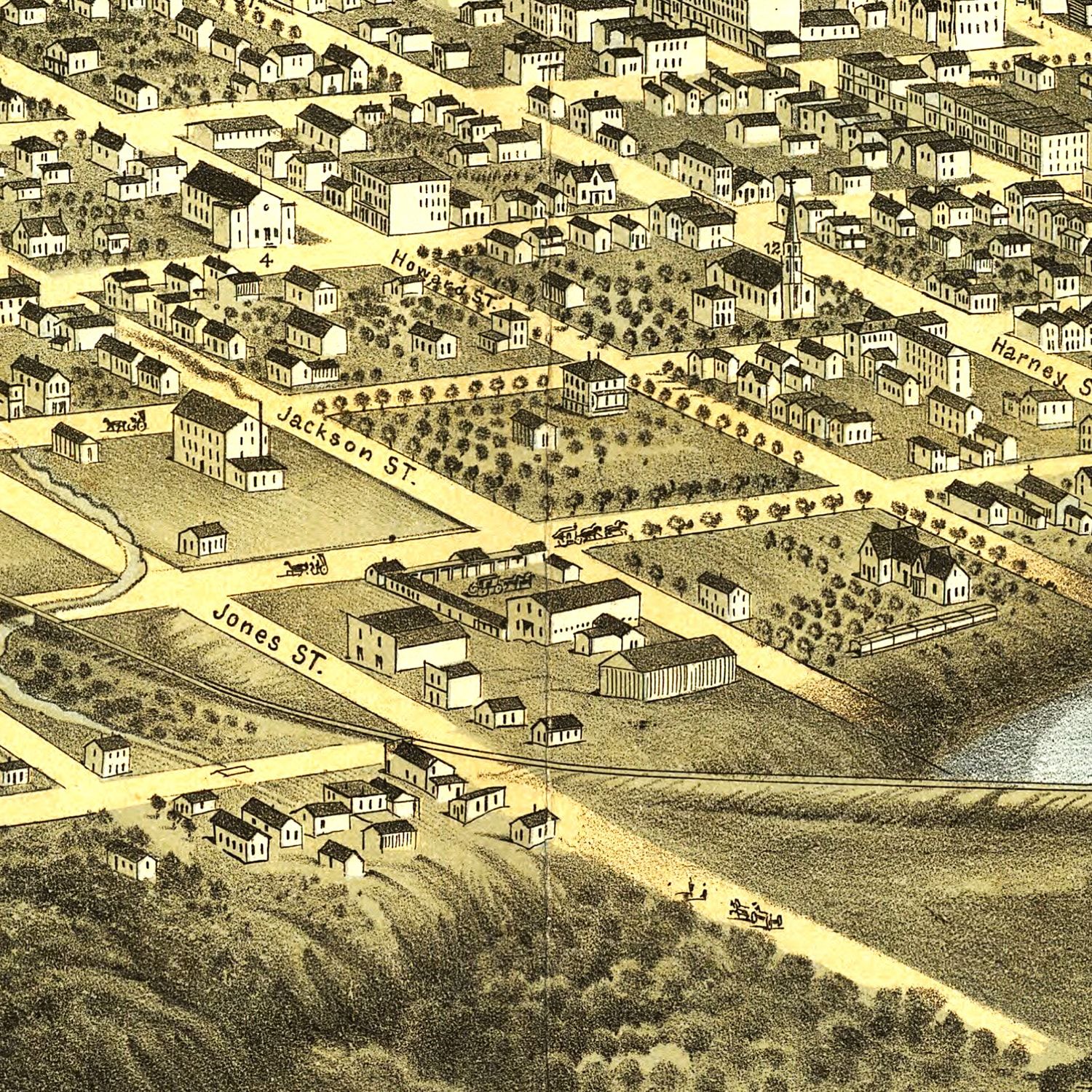 Vintage Map of Omaha, Nebraska 1868
