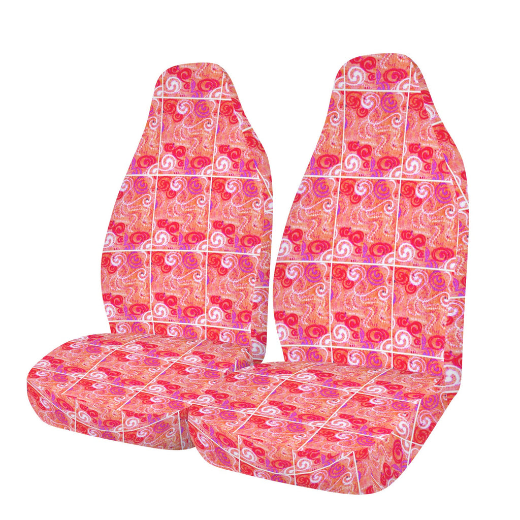 Orange Swirl Design Car Seat Covers (Set of 2) | Ships from USA