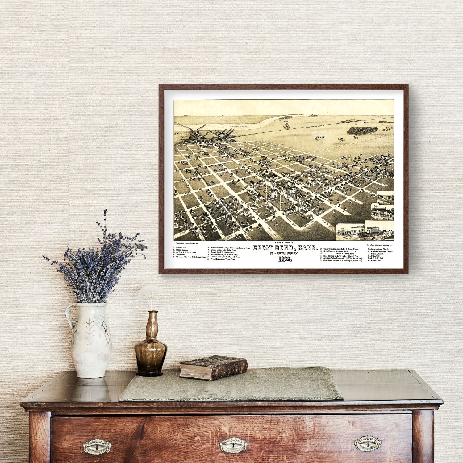 Vintage Map of Great Bend, Kansas 1882