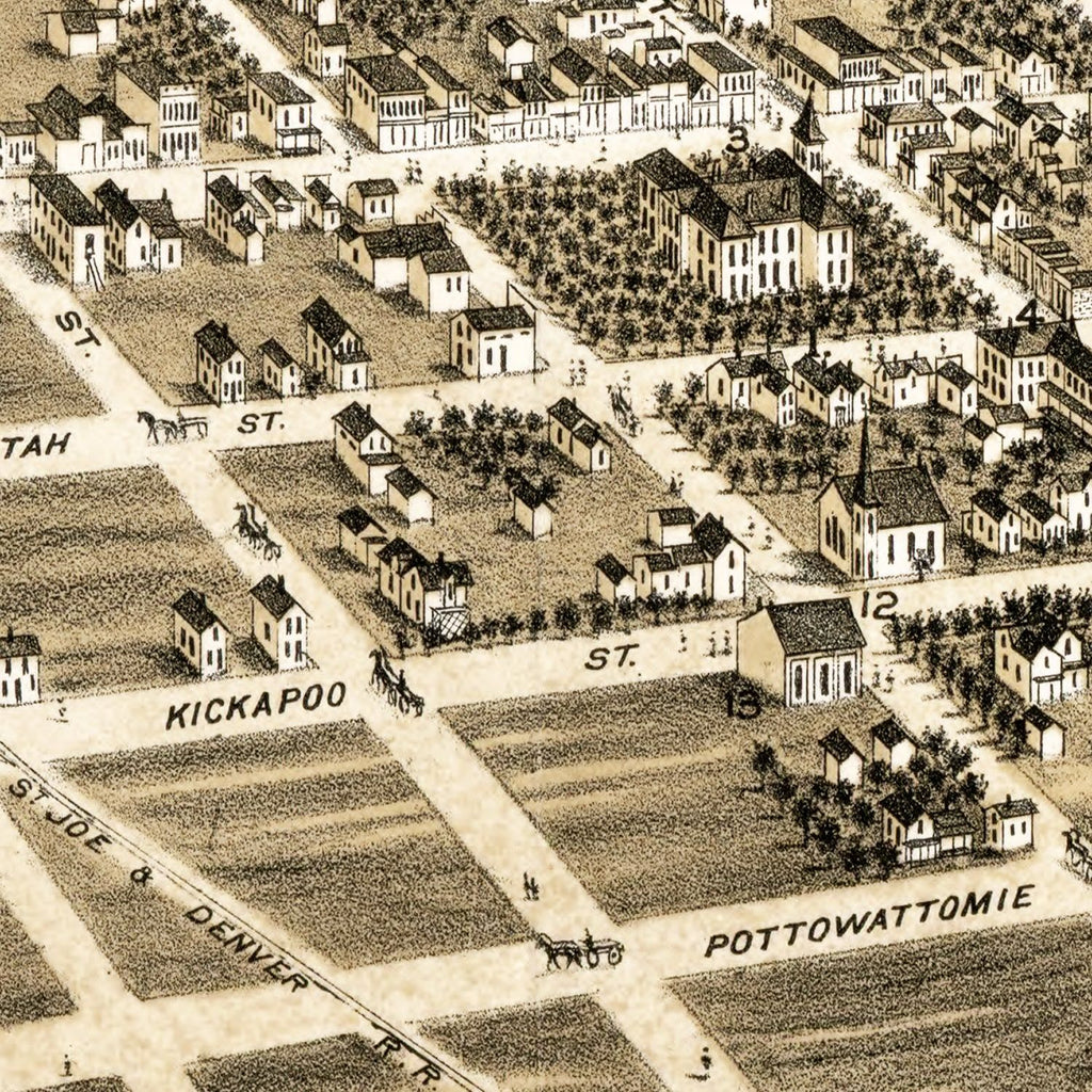 Vintage Map of Hiawatha, Kansas 1879