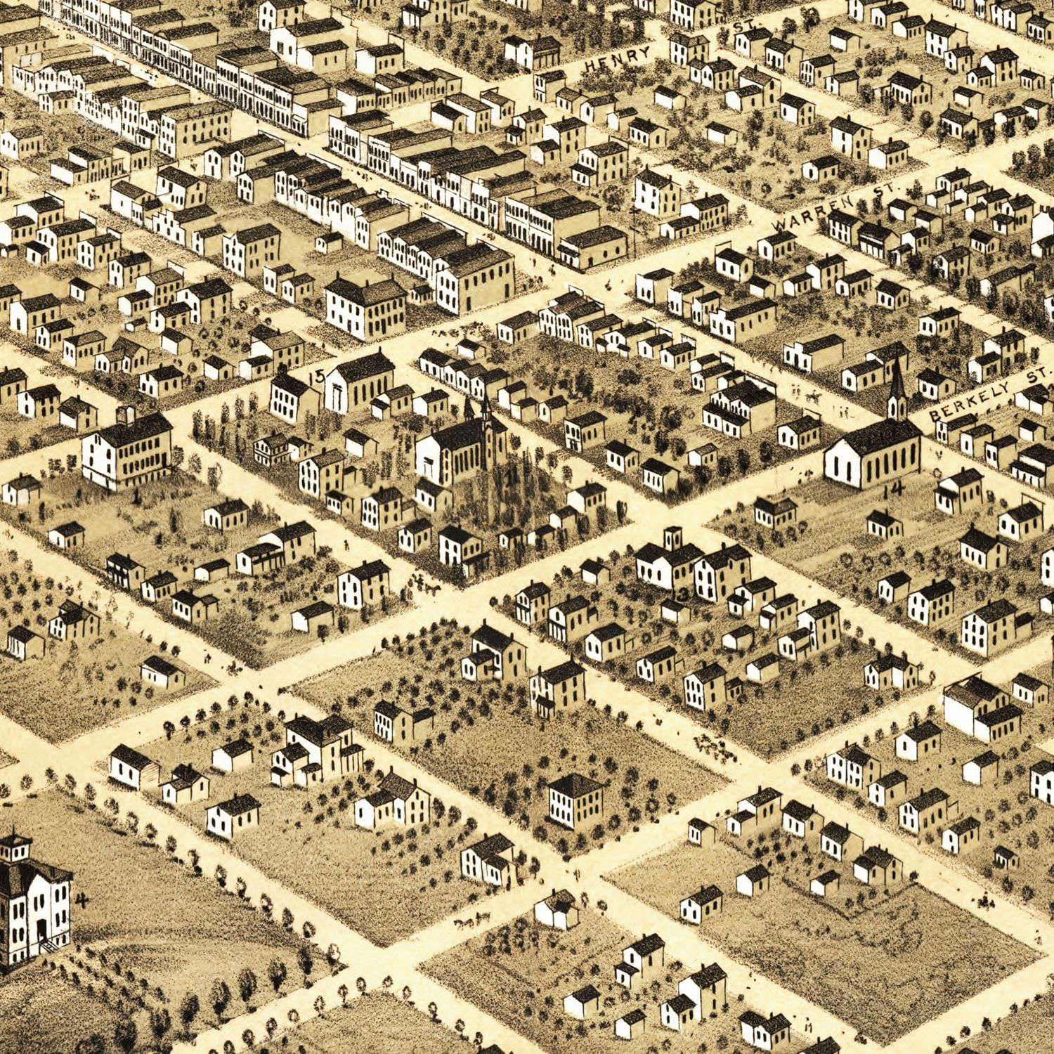 Vintage Map of Lawrence, Kansas 1869