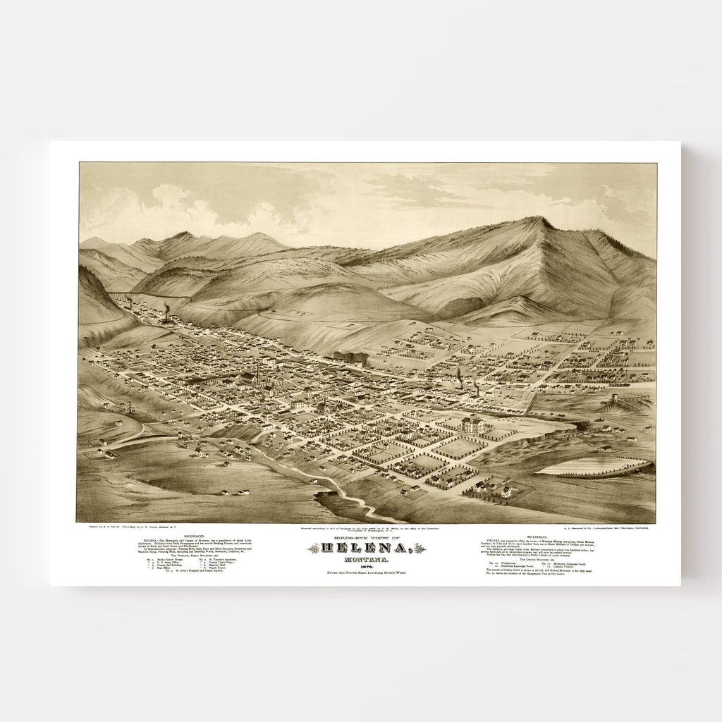 Vintage Map of Helena, Montana 1875