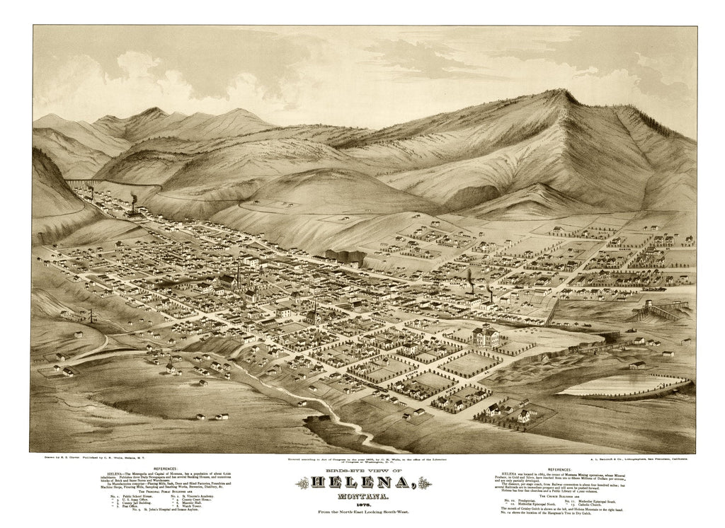 Vintage Map of Helena, Montana 1875