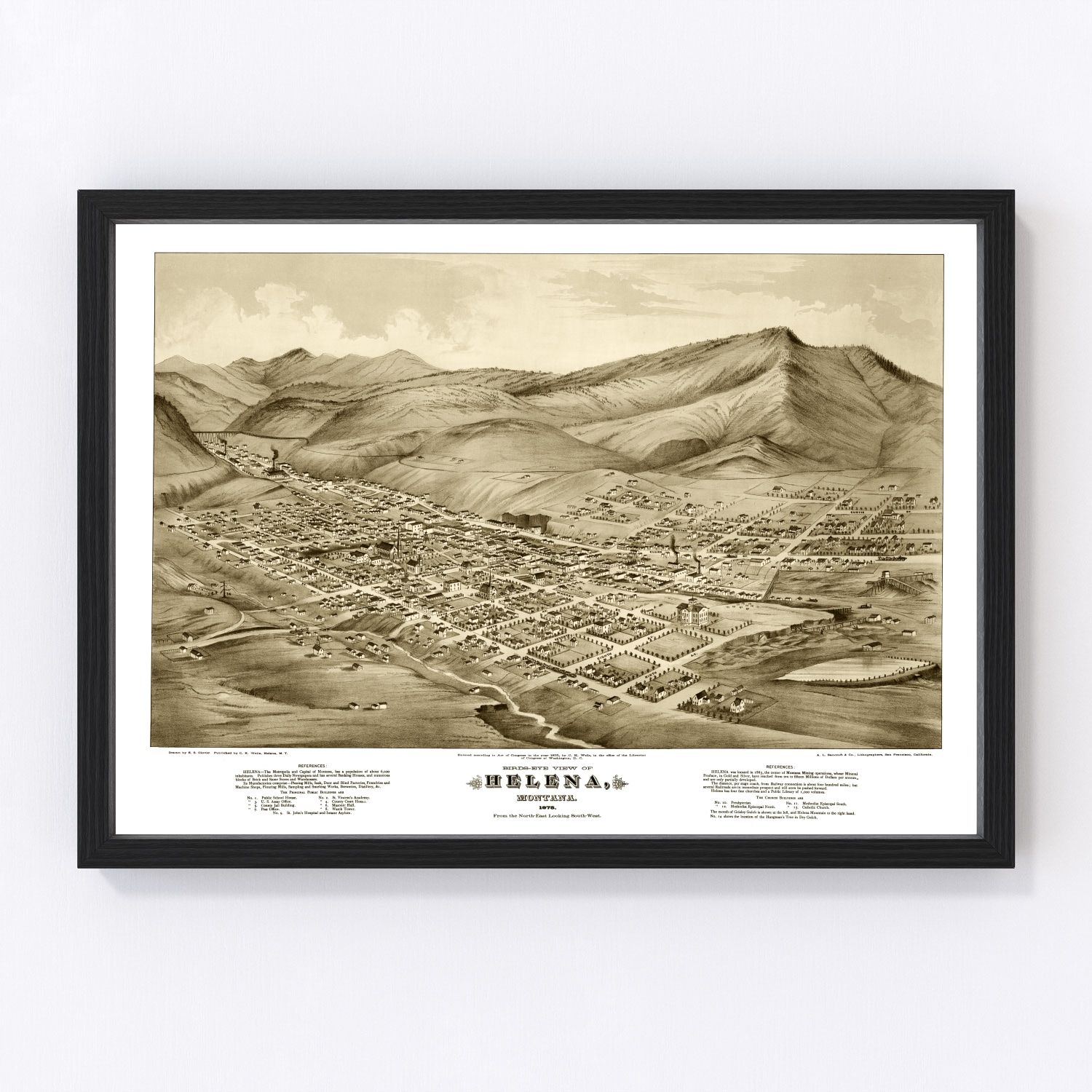 Vintage Map of Helena, Montana 1875