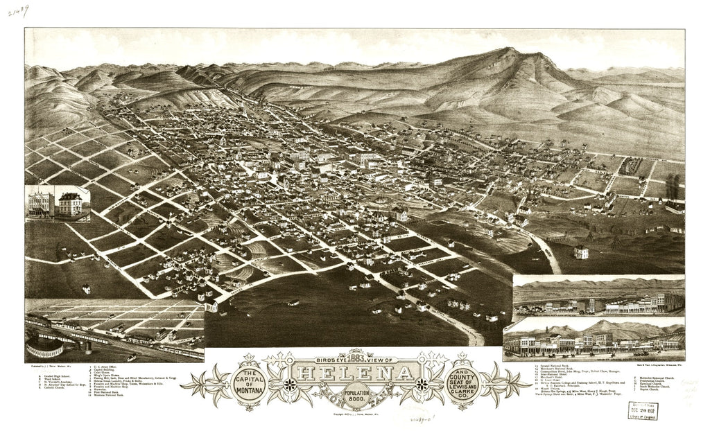 Vintage Map of Helena, Montana 1883