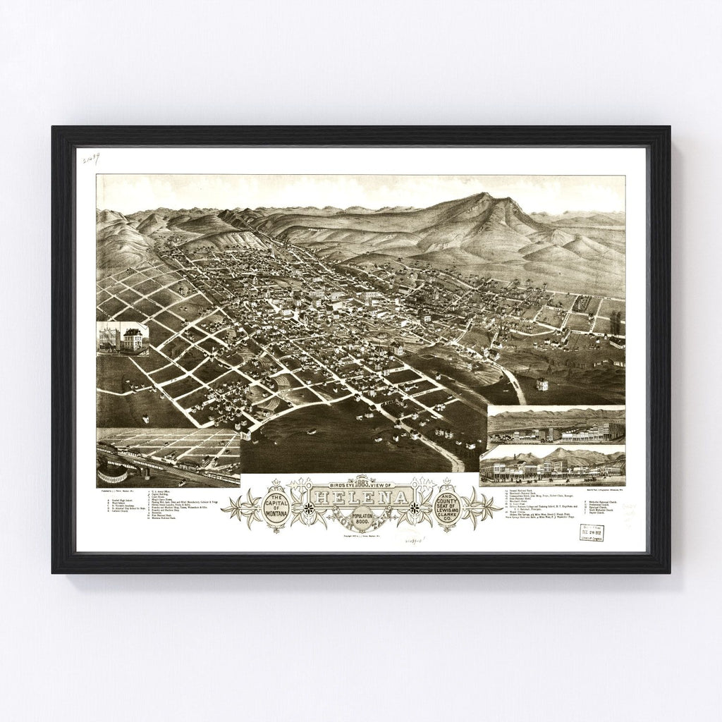 Vintage Map of Helena, Montana 1883