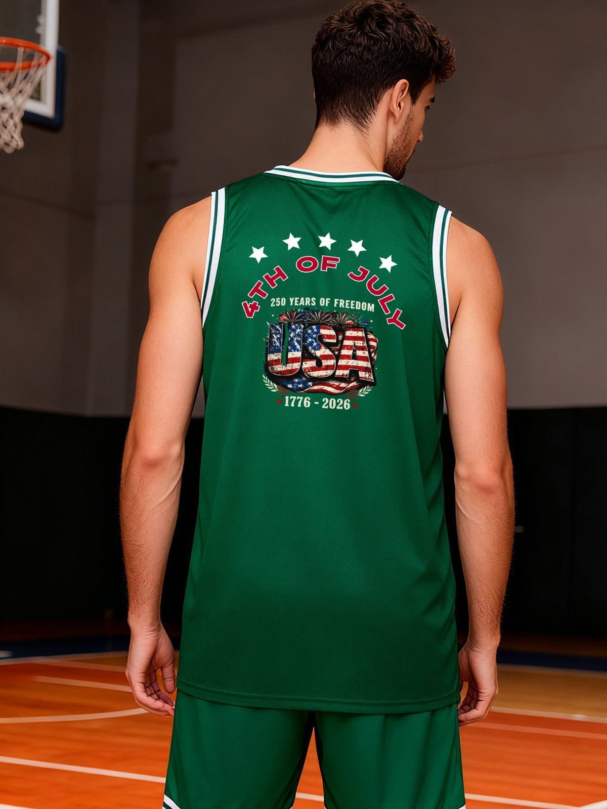 4th of July Adult Green Basketball Jersey | Ships From USA