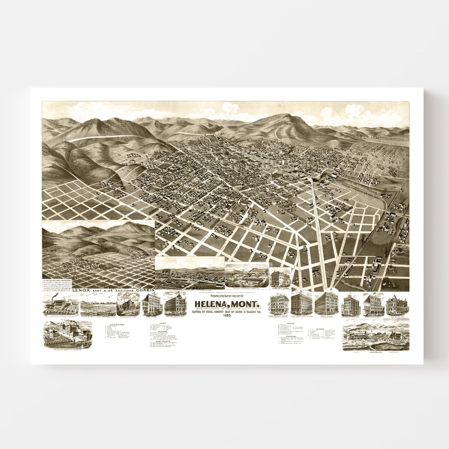 Vintage Map of Helena, Montana 1890