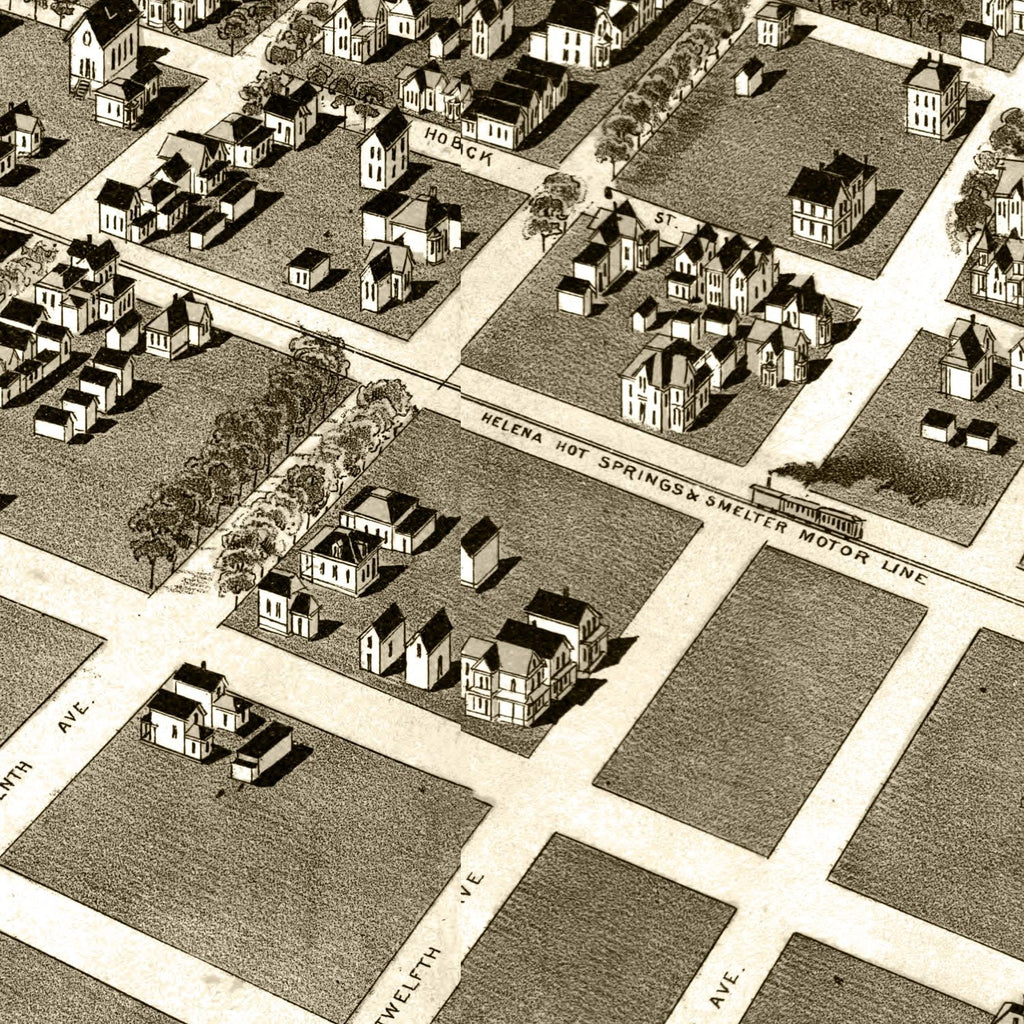 Vintage Map of Helena, Montana 1890