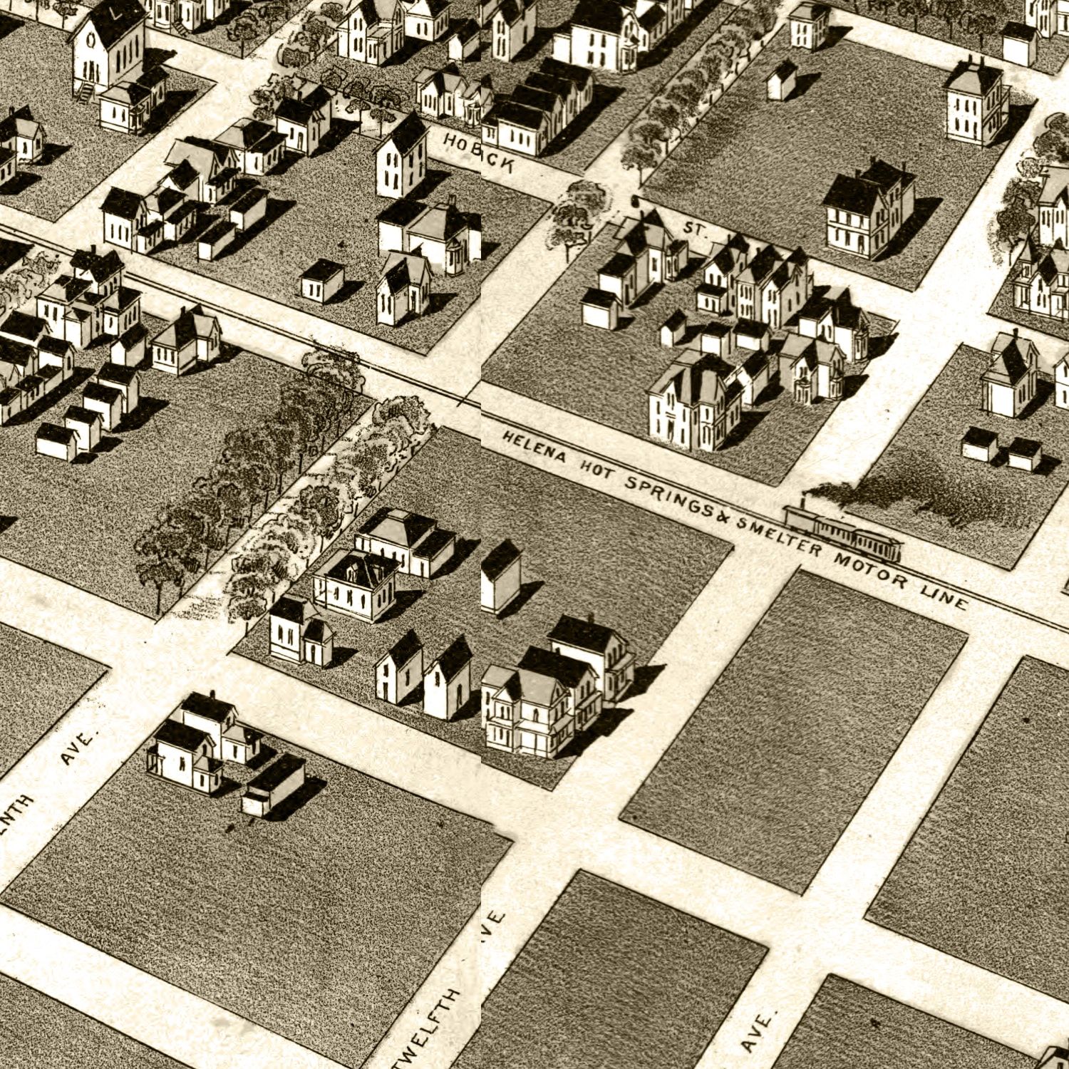 Vintage Map of Helena, Montana 1890
