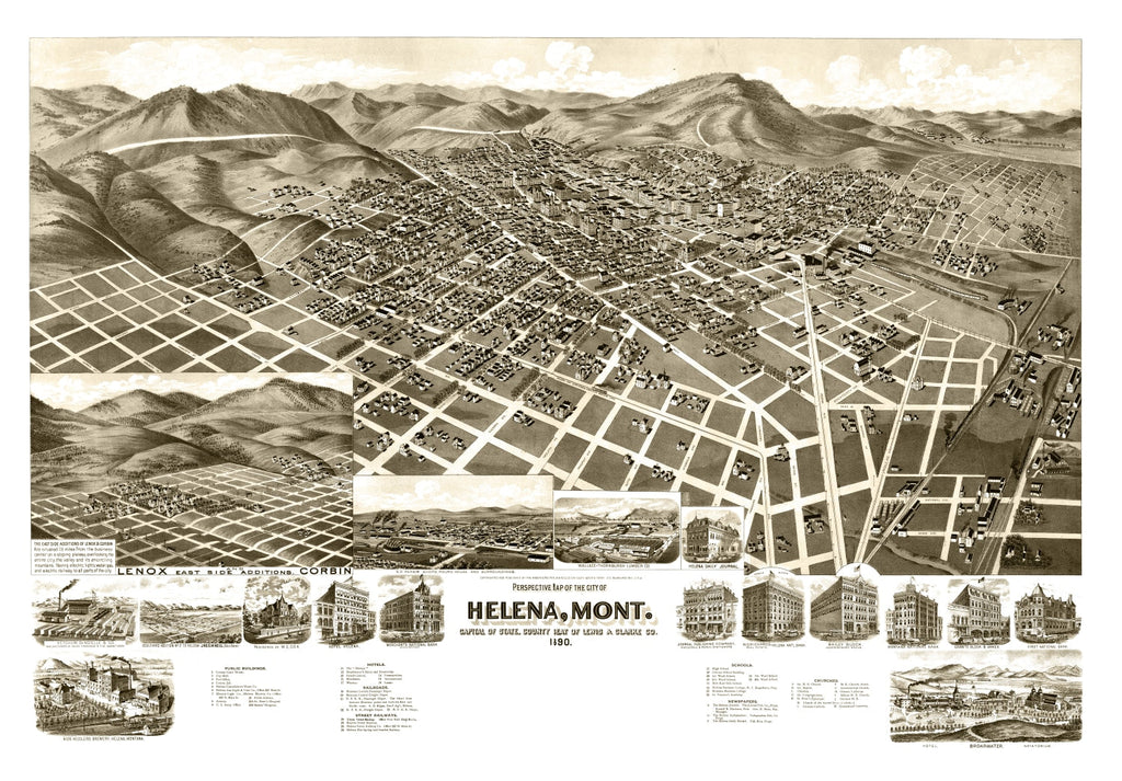 Vintage Map of Helena, Montana 1890