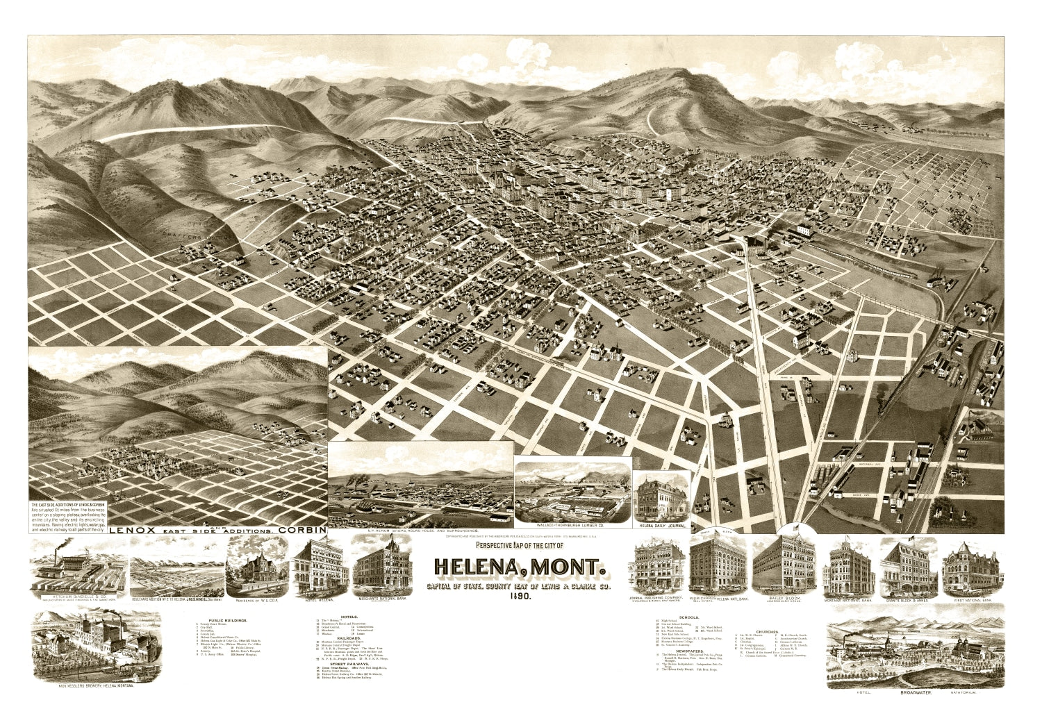 Vintage Map of Helena, Montana 1890