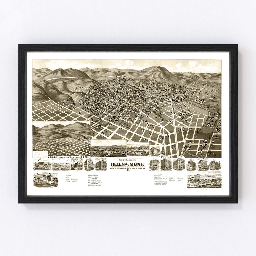 Vintage Map of Helena, Montana 1890